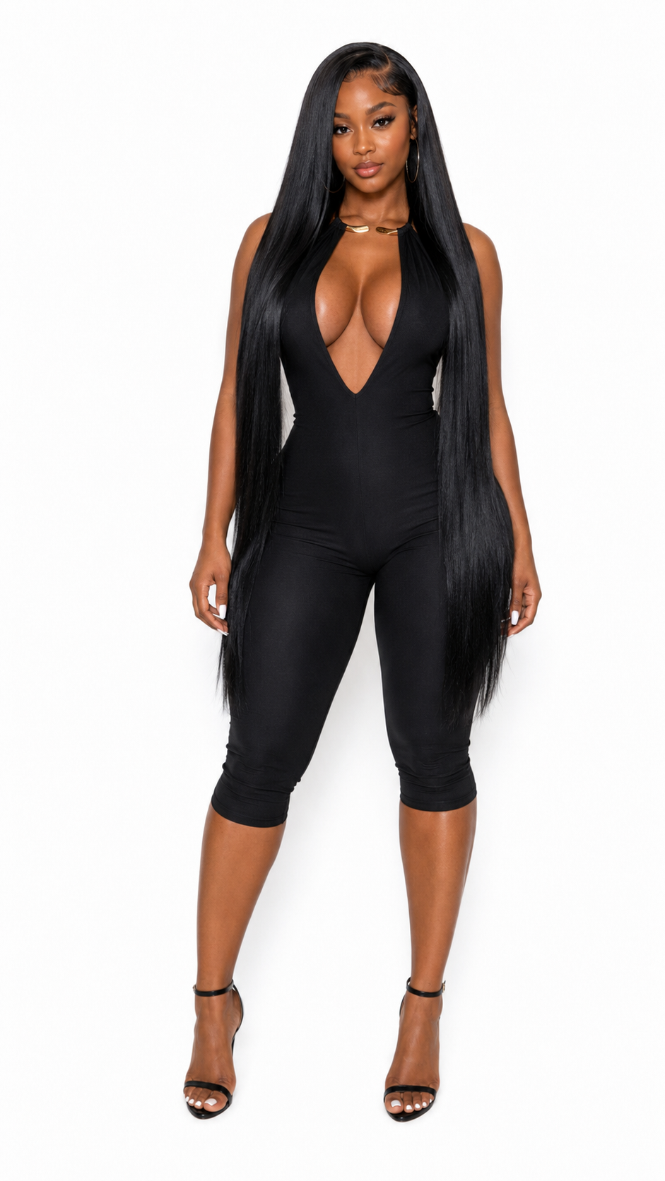 Black V Girl One Piece