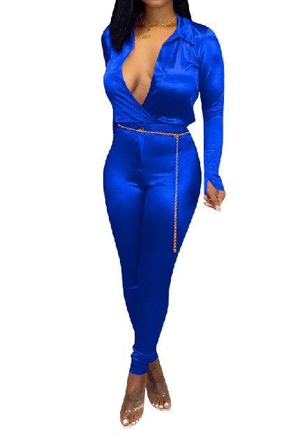 Sneak Peek Satin Bodysuit - Sapphire Blue