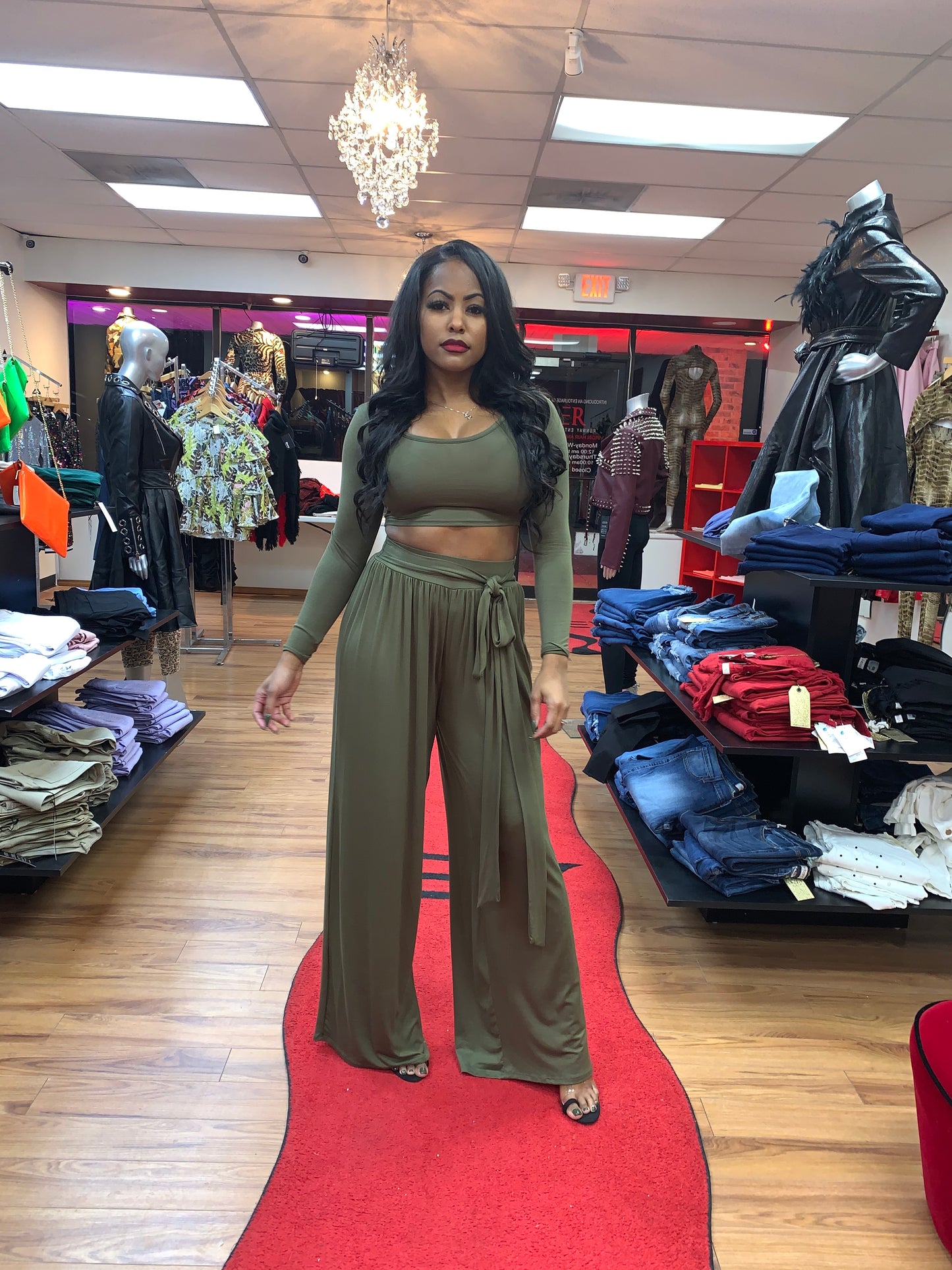Out For Drinks Two Piece Set - Olive