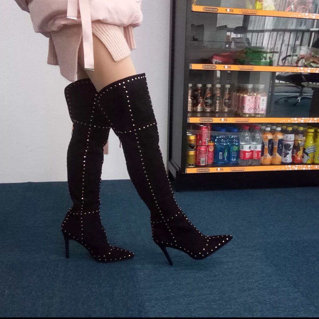 Studded Becky Thigh High Boots