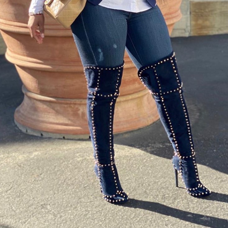 Studded Becky Thigh High Boots